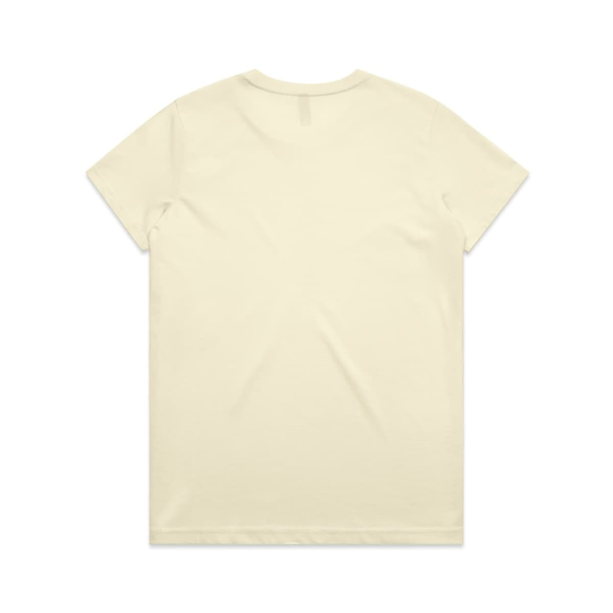 A light cream-coloured T-shirt featuring a plain back and a small logo at the neckline.