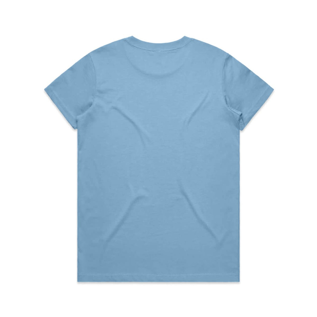 A light blue t-shirt with a classic fit and a branding logo on the back.
