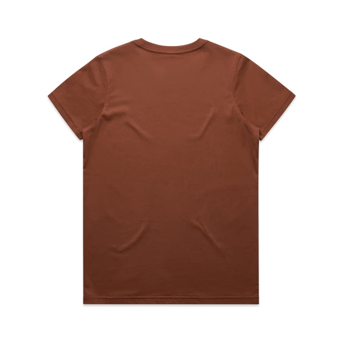 A brown T-shirt with a simple design and a logo. The shirt features a standard crew neck and short sleeves.
