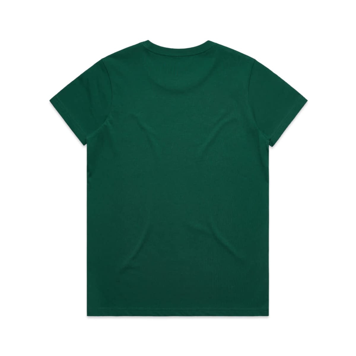A green t-shirt with a classic crew neckline and short sleeves, featuring a logo on the back.