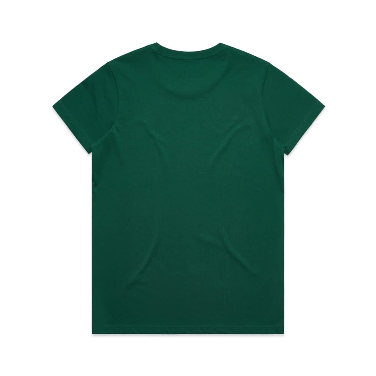 A green t-shirt with a classic crew neckline and short sleeves, featuring a logo on the back.