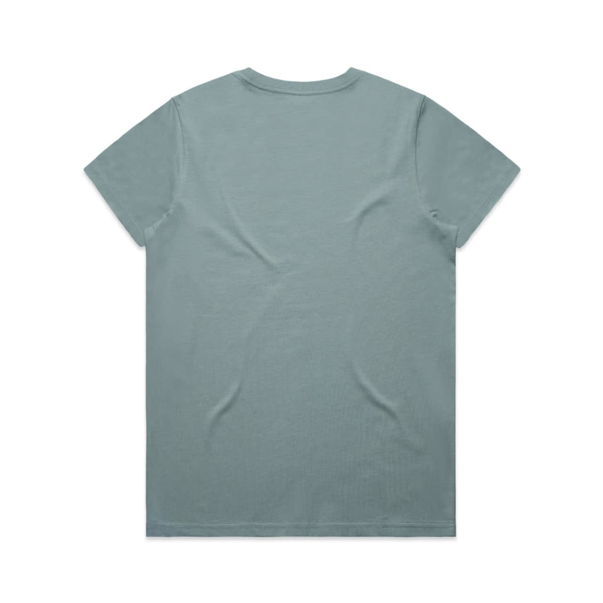 A green t-shirt with a simple design and a branding logo on the back.