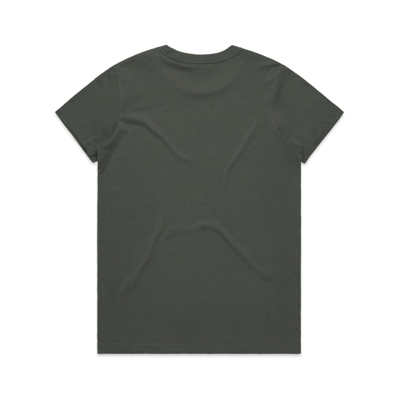 A dark green t-shirt with a plain back, made from soft fabric. It features a simple design and has a logo.