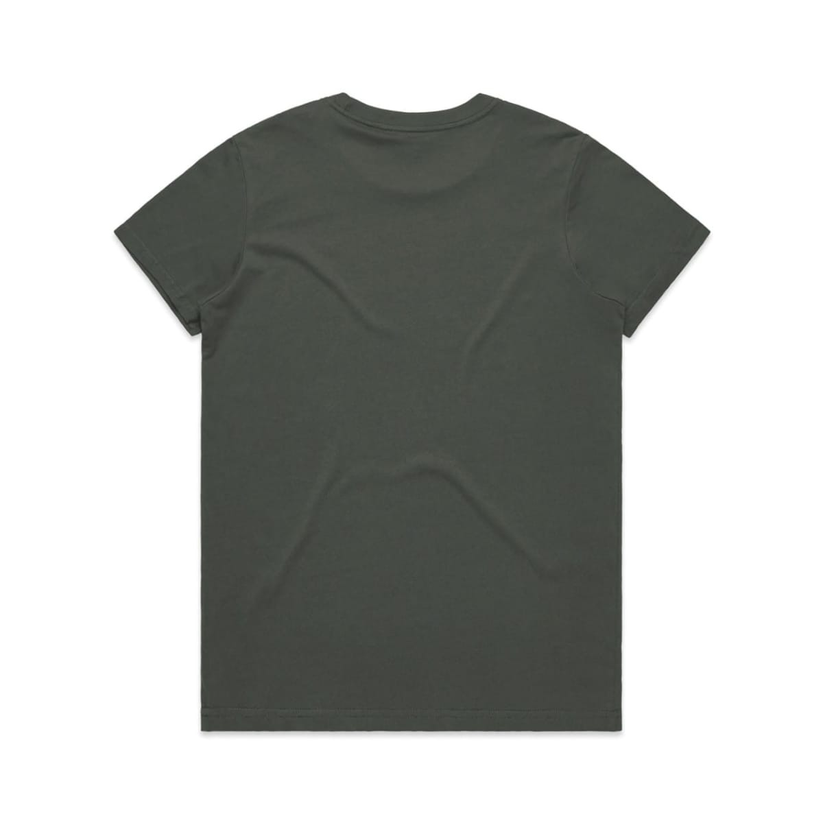 A dark green t-shirt with a plain back, made from soft fabric. It features a simple design and has a logo.
