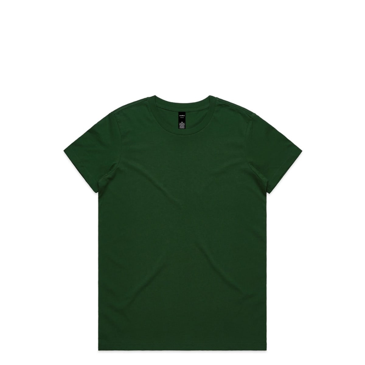 A green T-shirt featuring a crew neck and short sleeves. The garment includes a logo label.