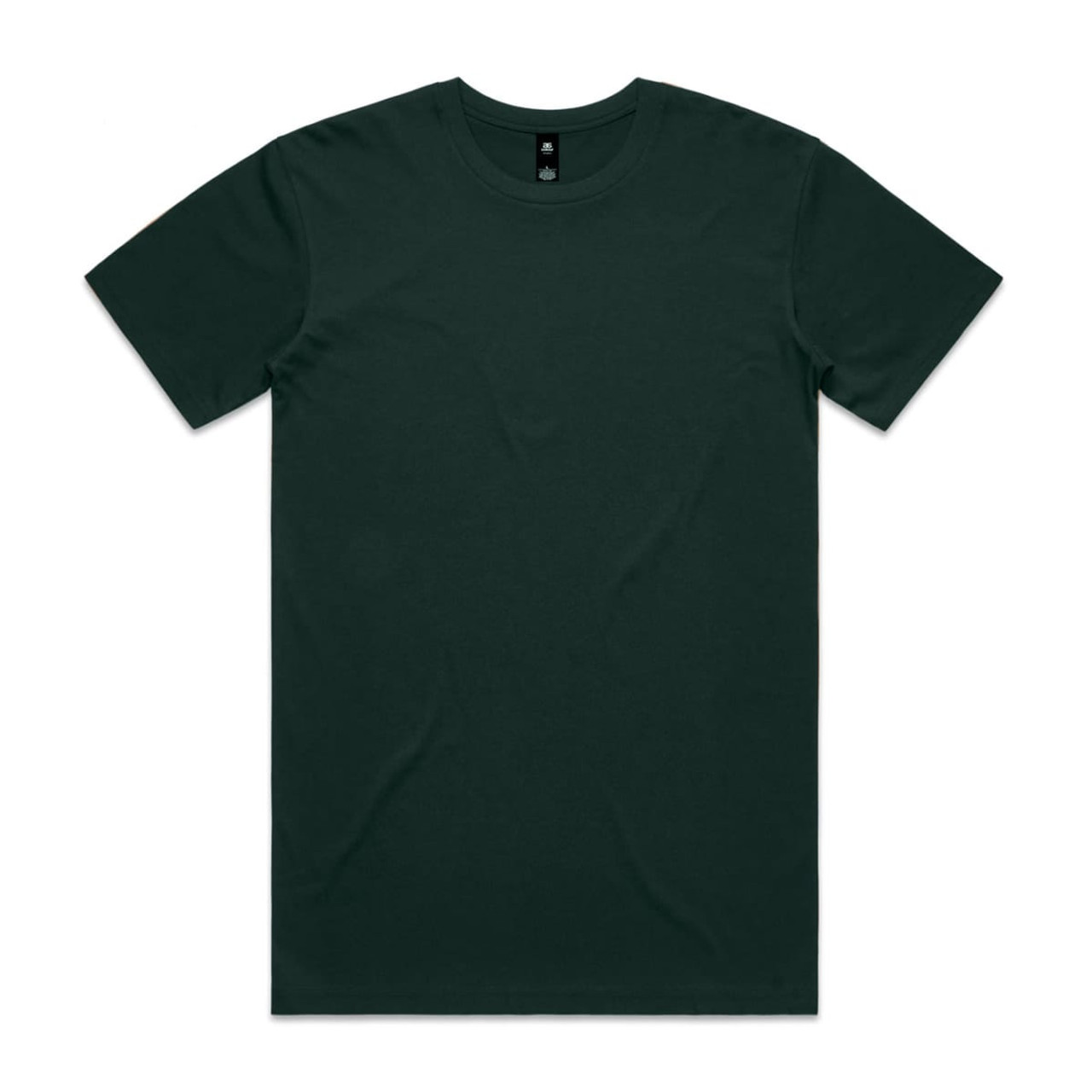 A dark green T-shirt with a classic crew neckline and short sleeves. It features a brand logo.
