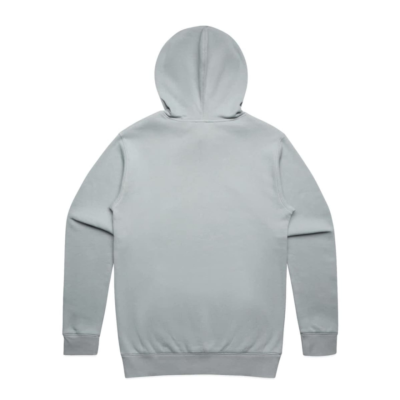 A light grey hoodie with a hood and long sleeves, featuring a plain back design.