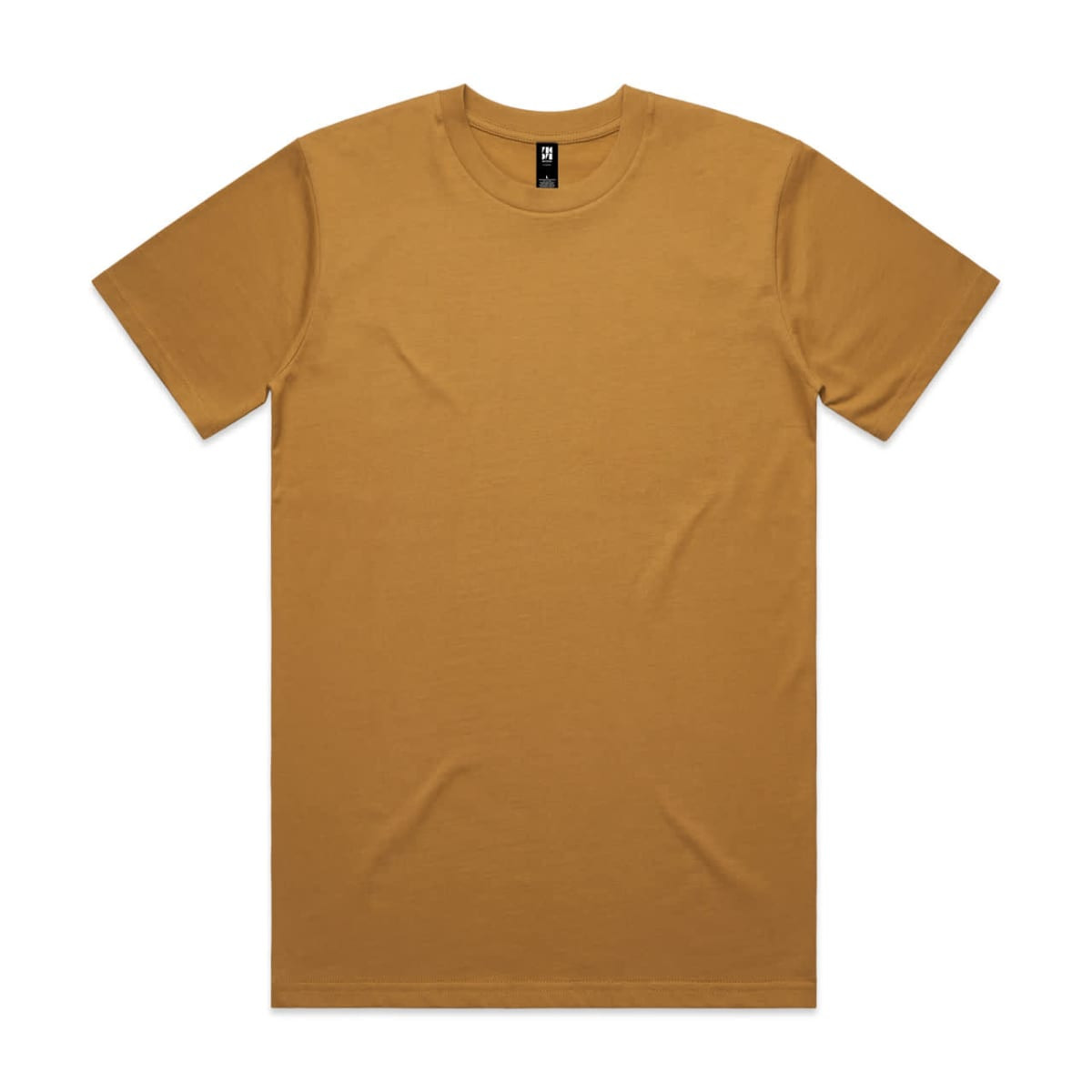 A mustard-coloured Classic Tee t-shirt featuring a crew neck and short sleeves, with a logo on the neckline.