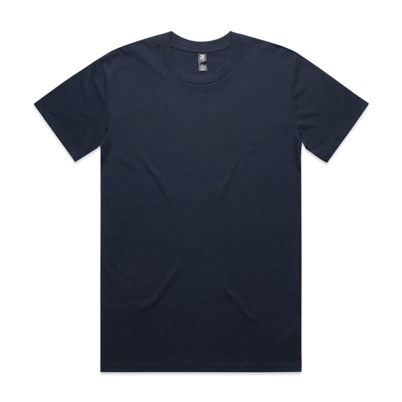 A navy blue Classic Tee featuring a crew neck design and short sleeves. It has a logo on the tag.