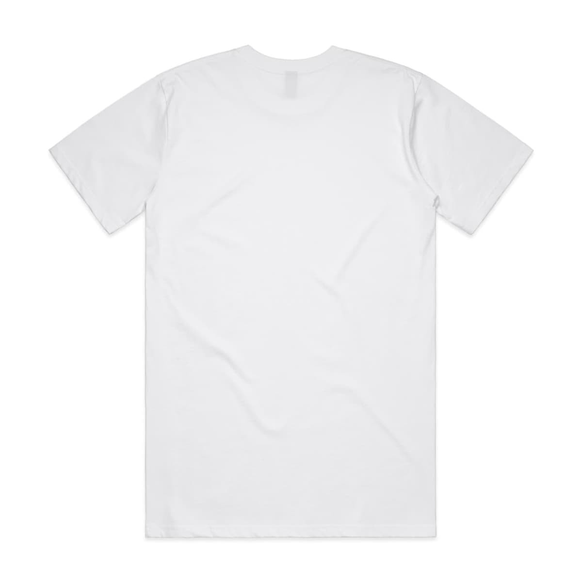 A plain white Classic Tee featuring a crew neckline and short sleeves, with a branding logo on the back.