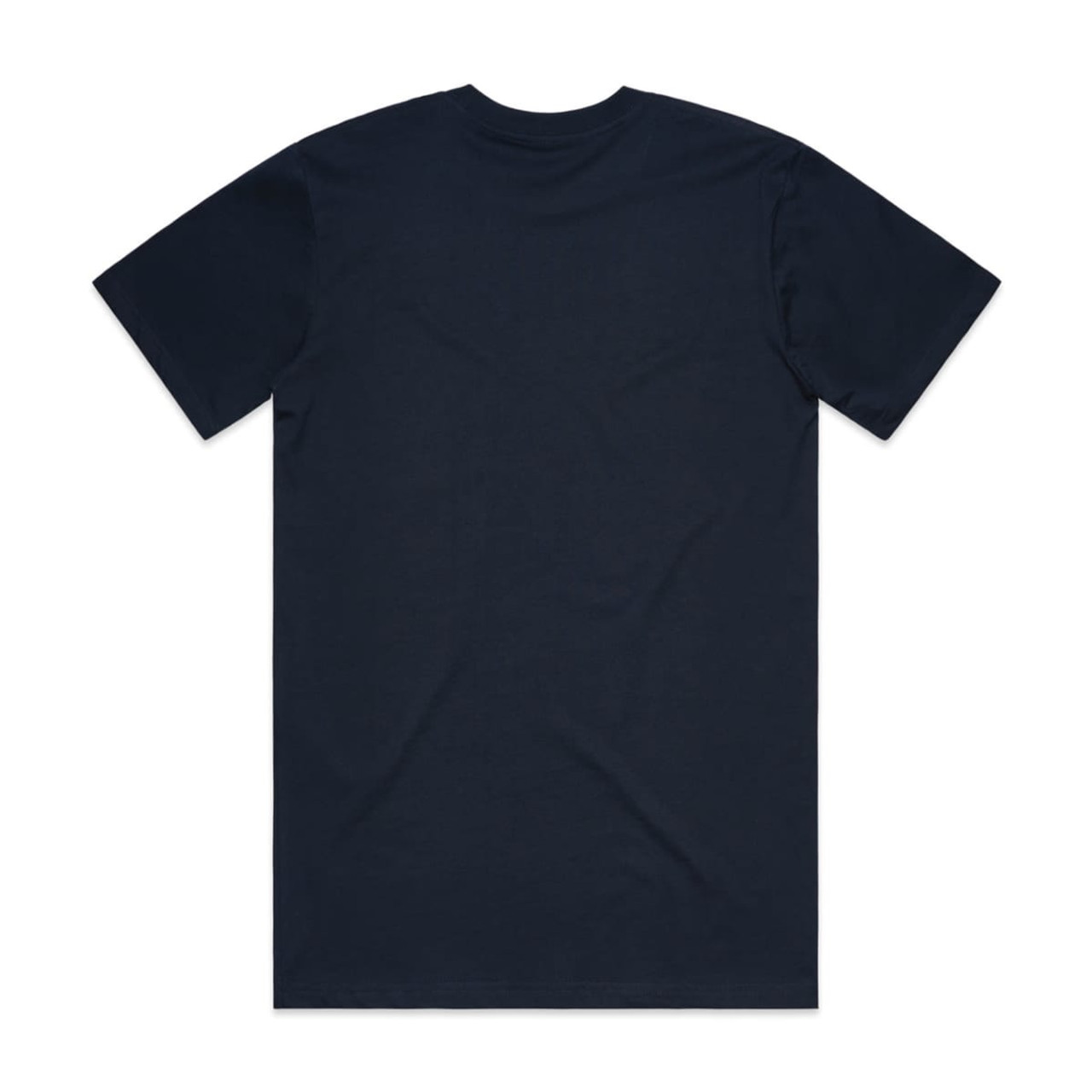A navy blue classic tee t-shirt with short sleeves and a plain back, featuring a logo at the neckline.