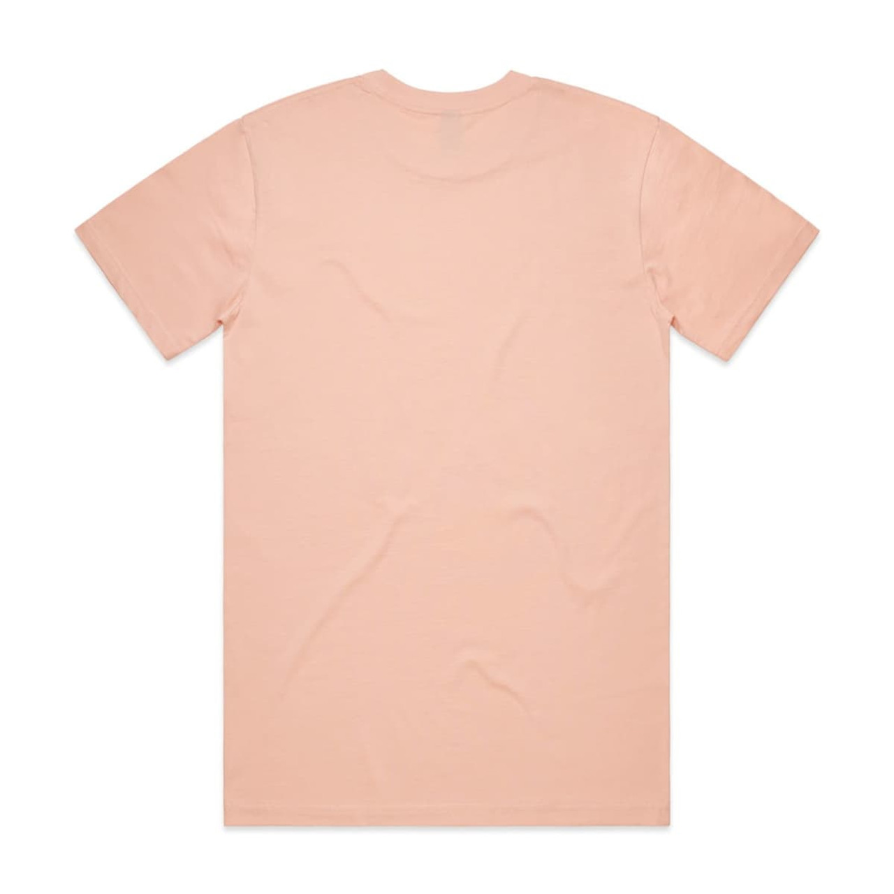 A peach-coloured T-shirt with a simple design, featuring a crew neck and short sleeves.