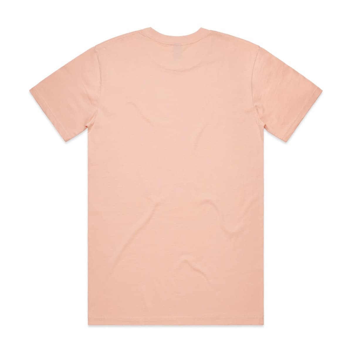 A peach-coloured T-shirt with a simple design, featuring a crew neck and short sleeves.