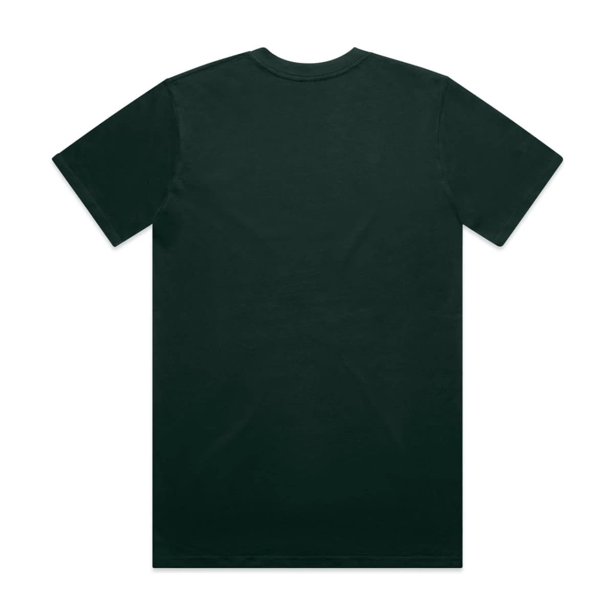 A dark green t-shirt featuring a plain back. The shirt is made of soft fabric and has a logo.