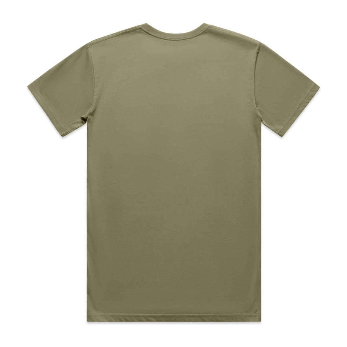 A green Basic Tee t-shirt with a plain design and no visible branding or logos on the back.