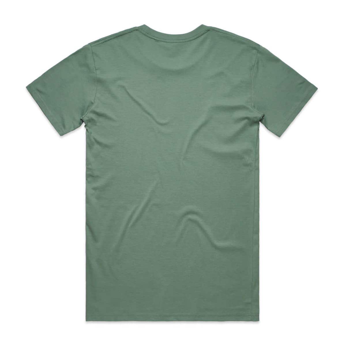 A green t-shirt with a simple design, featuring a logo on the back. The shirt has a round neckline and short sleeves.