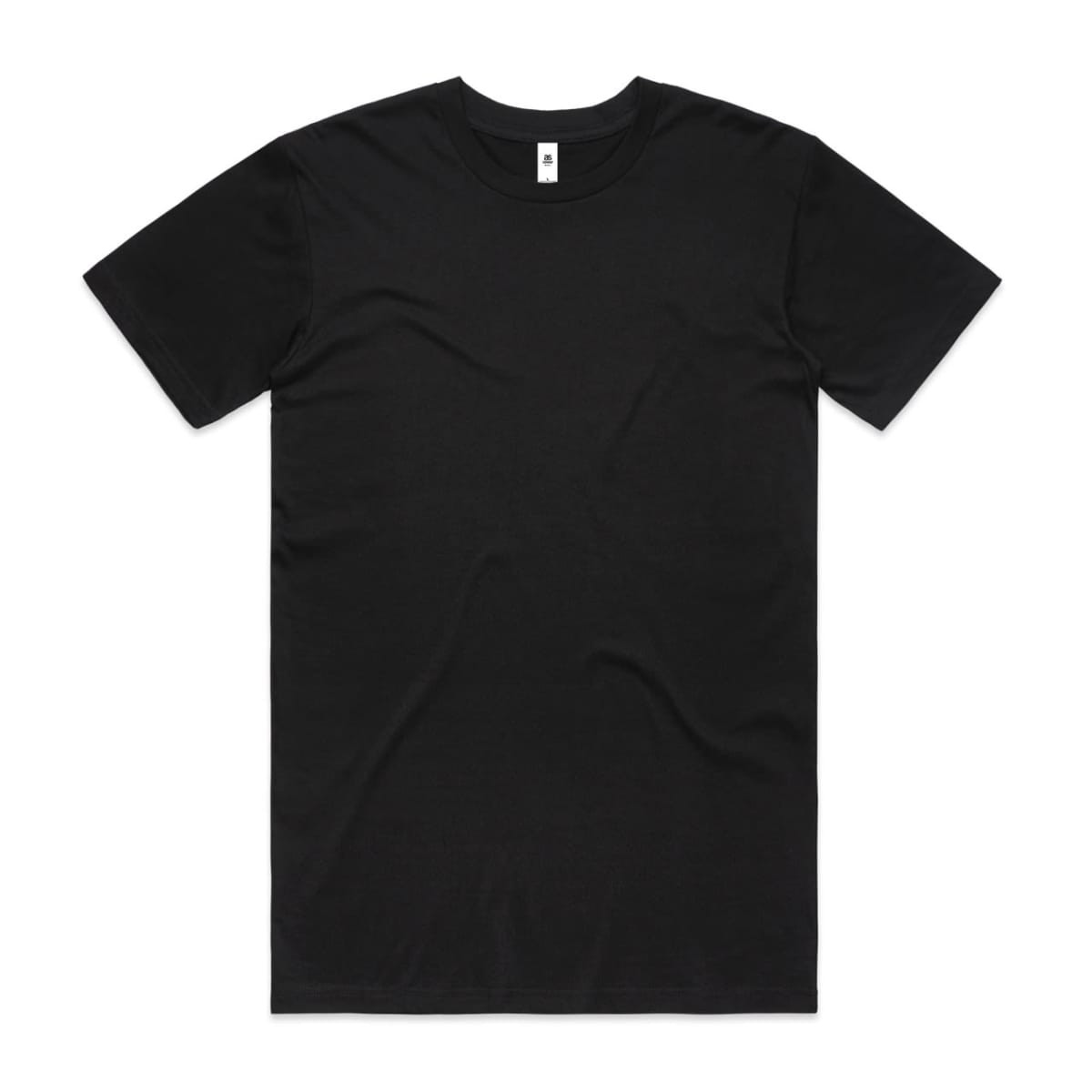 A black Basic Tee t-shirt with short sleeves and a logo at the neckline.