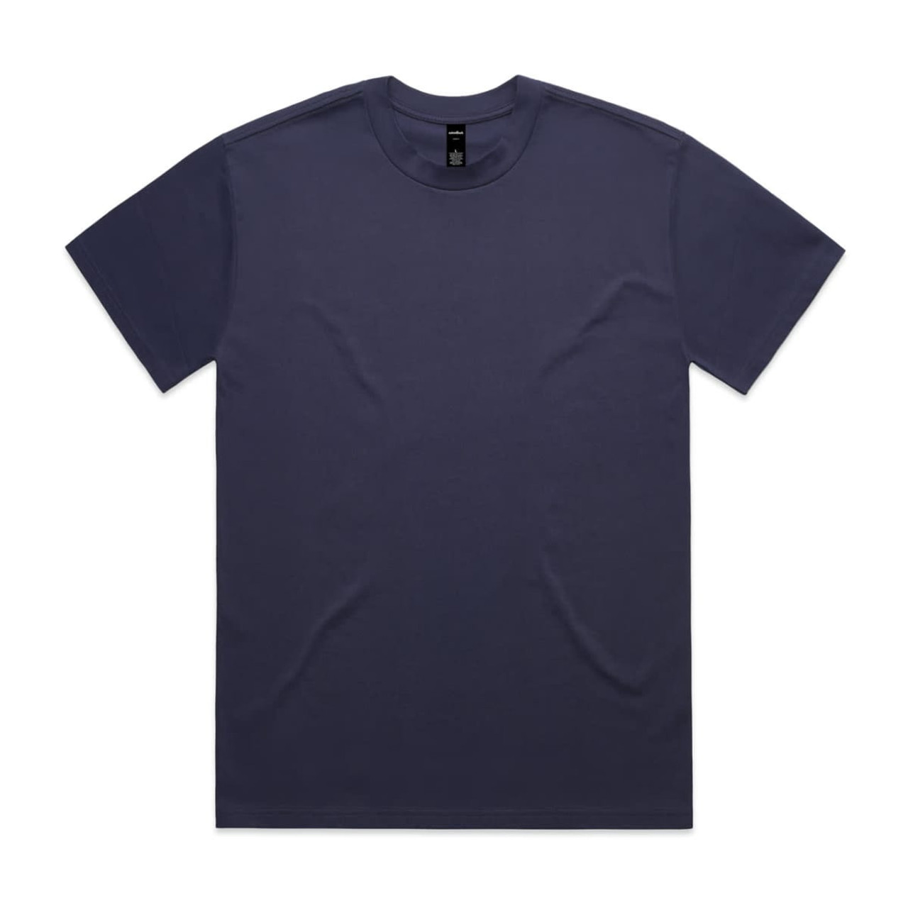 A dark navy t-shirt with short sleeves and a classic crew neck design, featuring a logo on the tag.