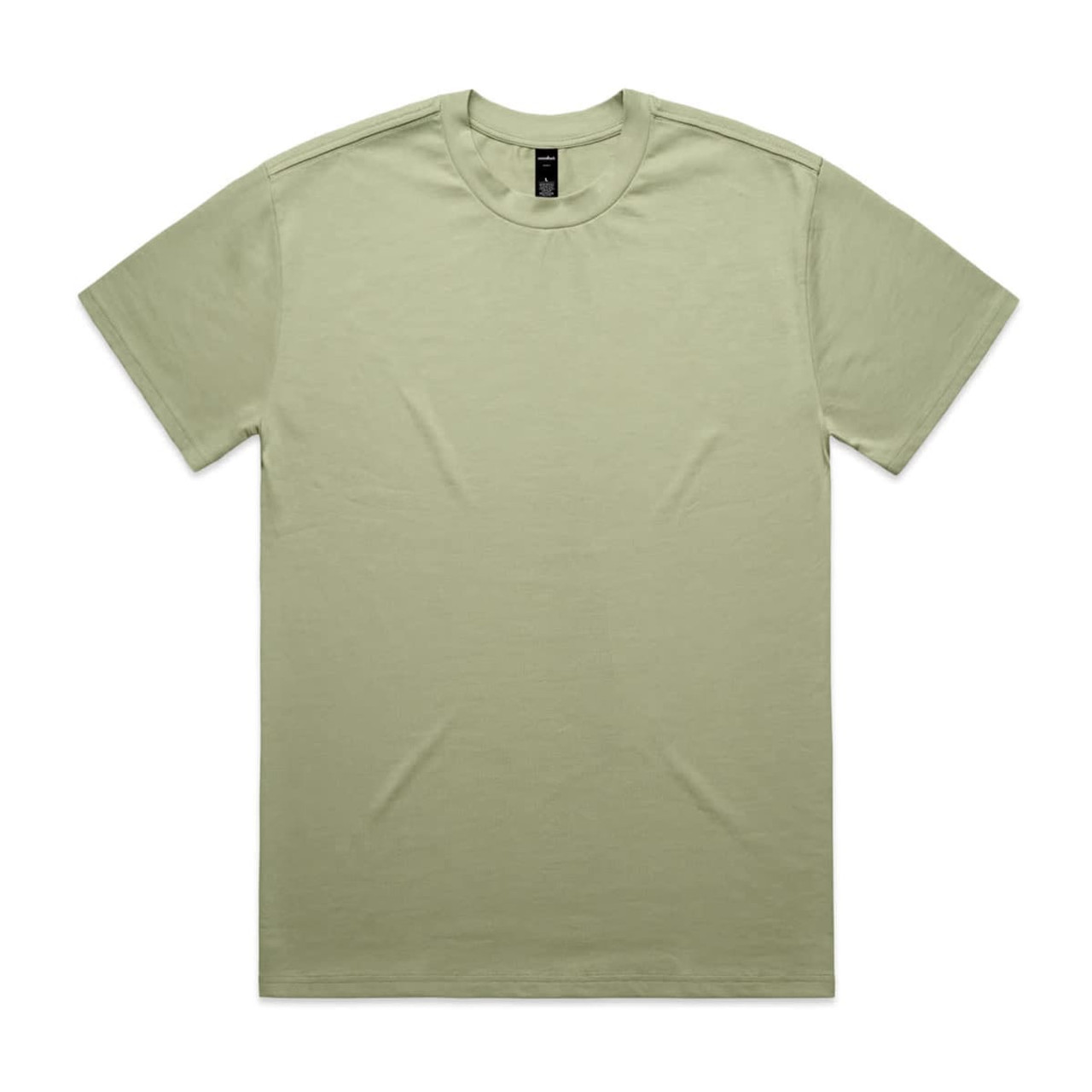 A light green Heavy Tee t-shirt with a round neckline and short sleeves, featuring a brand logo.