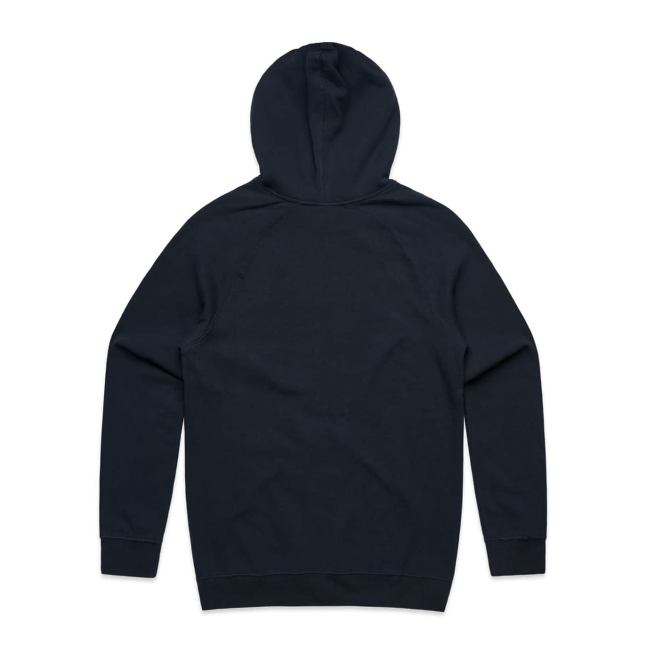 A navy hoodie featuring a hood and long sleeves, with a simple design and no visible branding.