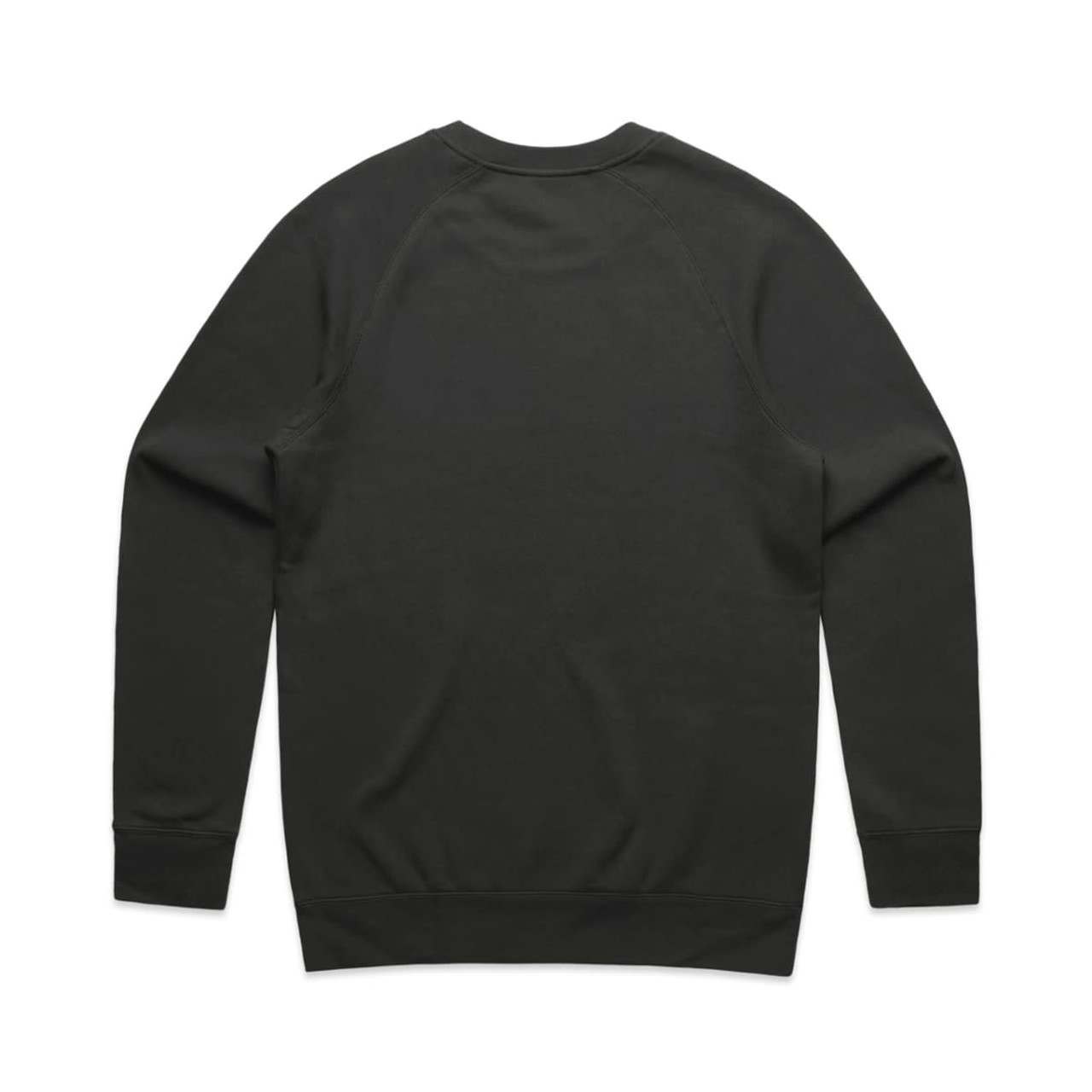 A black jumper with a plain back and long sleeves, featuring a simple design without any visible logos.