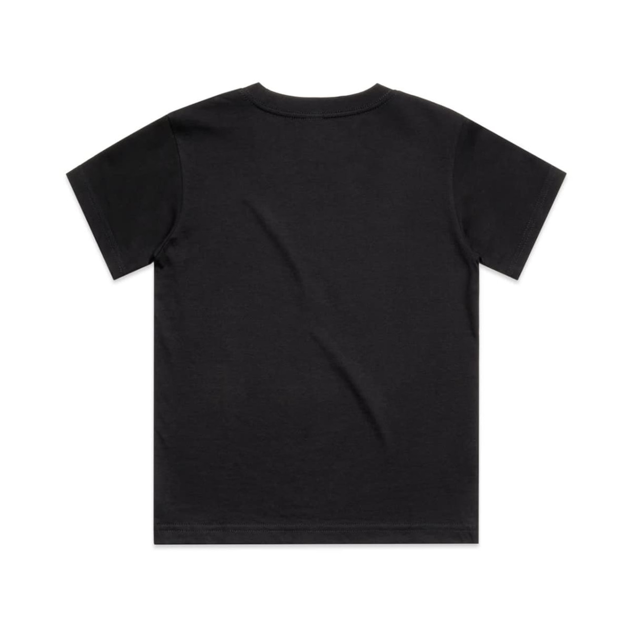 A black kids' classic tee featuring short sleeves and a simple design. It has a logo on the back.