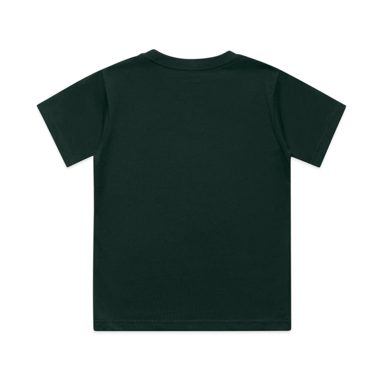 A plain dark green youth t-shirt with short sleeves and a crew neckline, featuring no visible design elements.