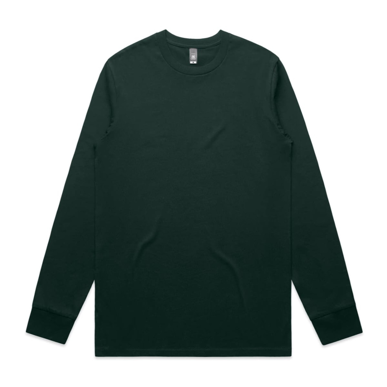 A long-sleeve T-shirt in dark green, featuring a logo on the label and a classic fit.