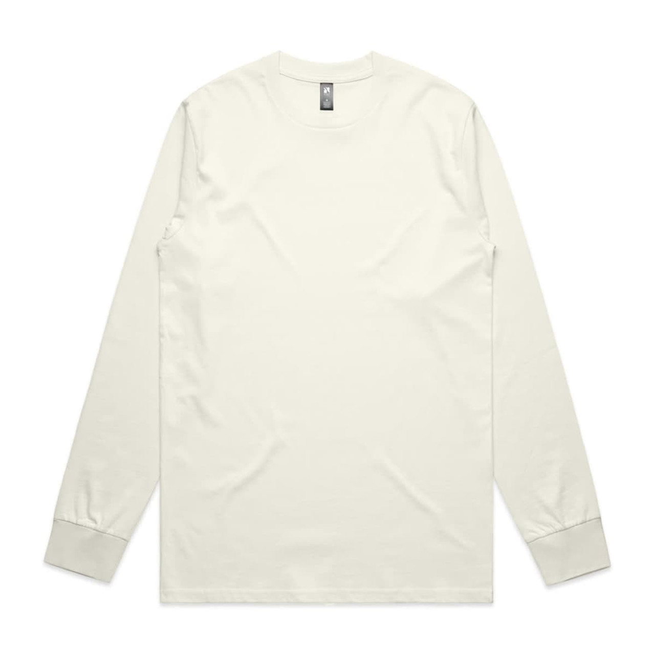 A long-sleeve t-shirt in a classic design, featuring a light cream colour and a label inside the collar.