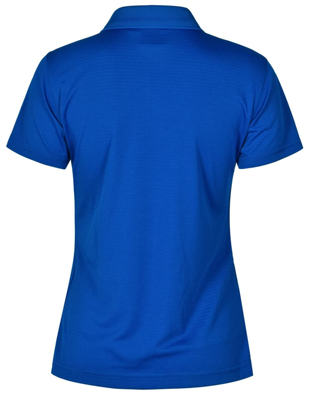 A ladies' Cooldry textured polo shirt in vibrant blue, featuring a collar and short sleeves, with a logo on the neck.
