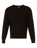 A V-neck jumper in black, made from a wool and acrylic knit blend. It features long sleeves and ribbed cuffs.