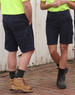 Lightweight semi-fitted Cordura work shorts in navy, featuring multiple pockets and a logo. Suitable for outdoor work.