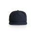 A navy cap with a rounded crown and a curved brim, featuring a logo on the front.