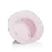 A pink bucket hat with a soft inner lining, featuring a simple design and a slight brim.