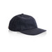 A navy cord cap with a rounded crown and a curved brim, featuring a logo on the side.