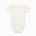 A cream-coloured infant one-piece suit with short sleeves, featuring a plain back design.