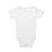 A white organic infant one-piece with a short sleeve design and a snug fit, featuring a blank back.