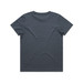 A grey kids' t-shirt with a simple design and a logo on the back.