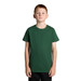 A green youth t-shirt displayed on a child. The shirt has a simple design and features a logo.