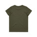 A youth t-shirt in olive green with a simple design and no visible branding on the back.