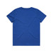 A blue youth staple tee with a plain back and short sleeves, featuring a logo.