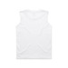 A white sleeveless tank top with a plain back, featuring a logo.