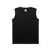 A black youth tank top with a round neckline and sleeveless design, featuring a label inside.