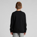 A black jumper for youth, featuring long sleeves and a simple design, seen from the back.