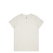 A light cream organic cotton T-shirt with a simple design and a small logo on the collar.
