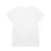 A plain white short-sleeve T-shirt featuring a smooth back design and a logo.