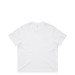 A plain white t-shirt with a loose fit, featuring a simple design and a logo. Ideal for casual wear.