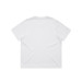 A plain white t-shirt with a simple design, featuring a straight cut and short sleeves.