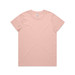 A short-sleeved t-shirt in a soft pink colour, featuring a simple design and a branded label.