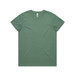 A green basic tee with a round neckline and short sleeves, featuring a brand logo.
